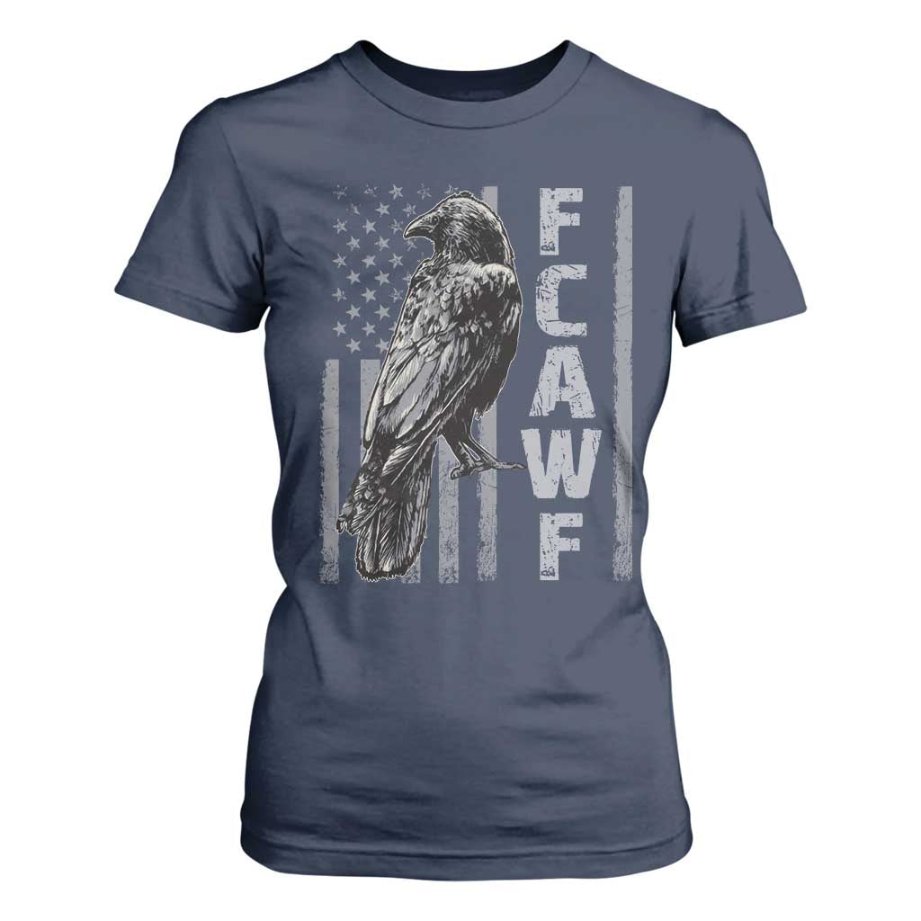 Funny F CAW F Crow T Shirt For Women Vintage American Flag TS11 Navy Print Your Wear