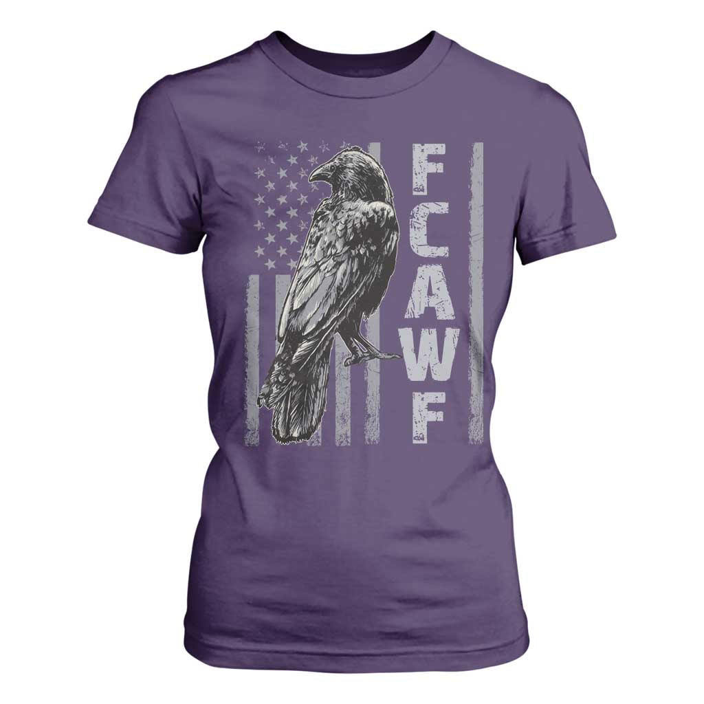 Funny F CAW F Crow T Shirt For Women Vintage American Flag TS11 Purple Print Your Wear