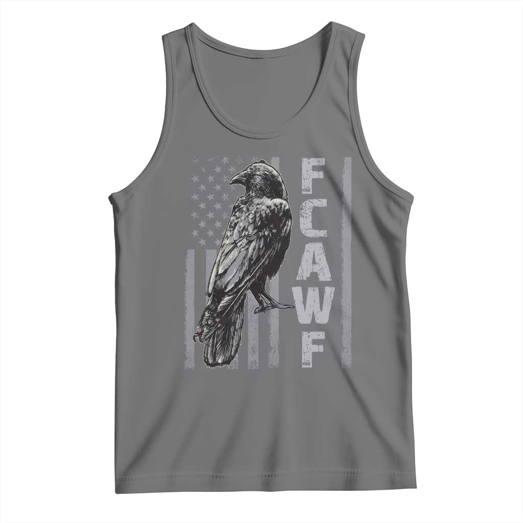 Funny F CAW F Crow Tank Top Vintage American Flag TS11 Black Heather Print Your Wear