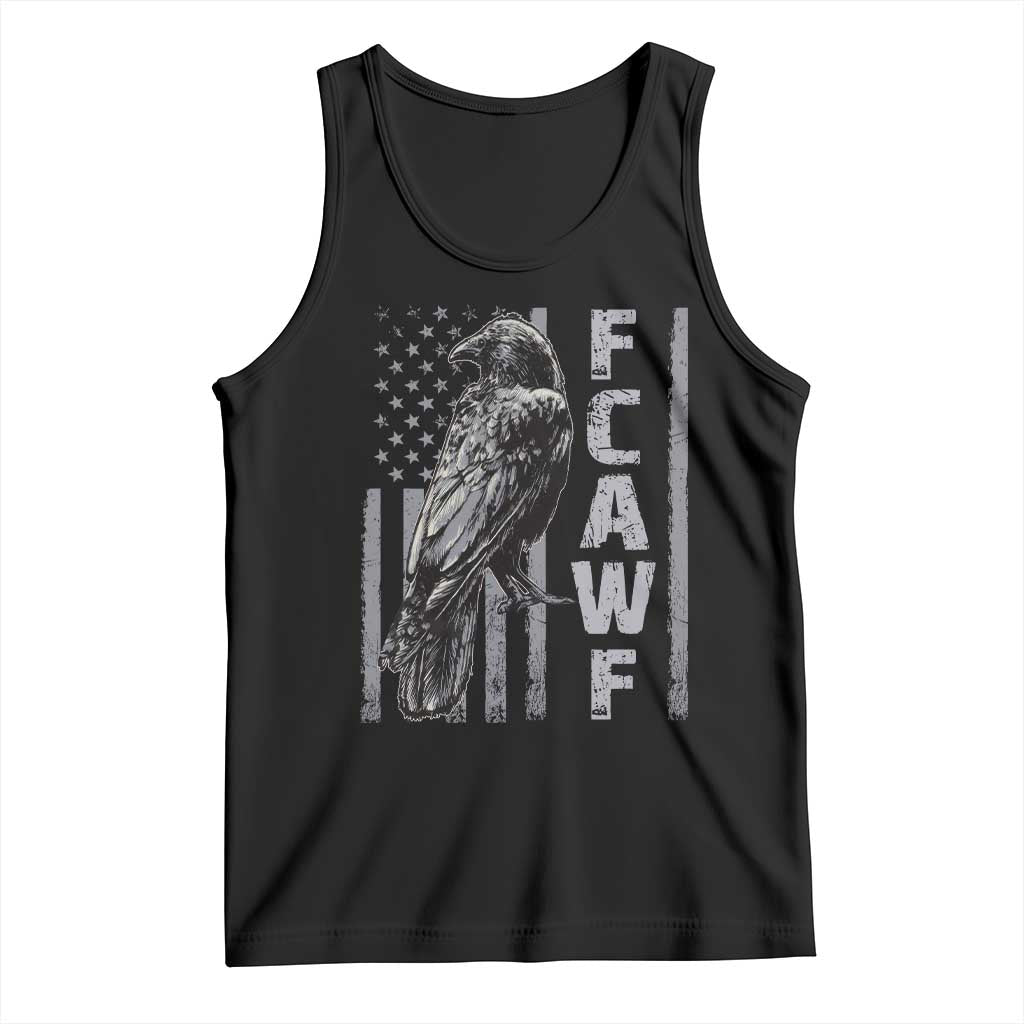 Funny F CAW F Crow Tank Top Vintage American Flag TS11 Black Print Your Wear