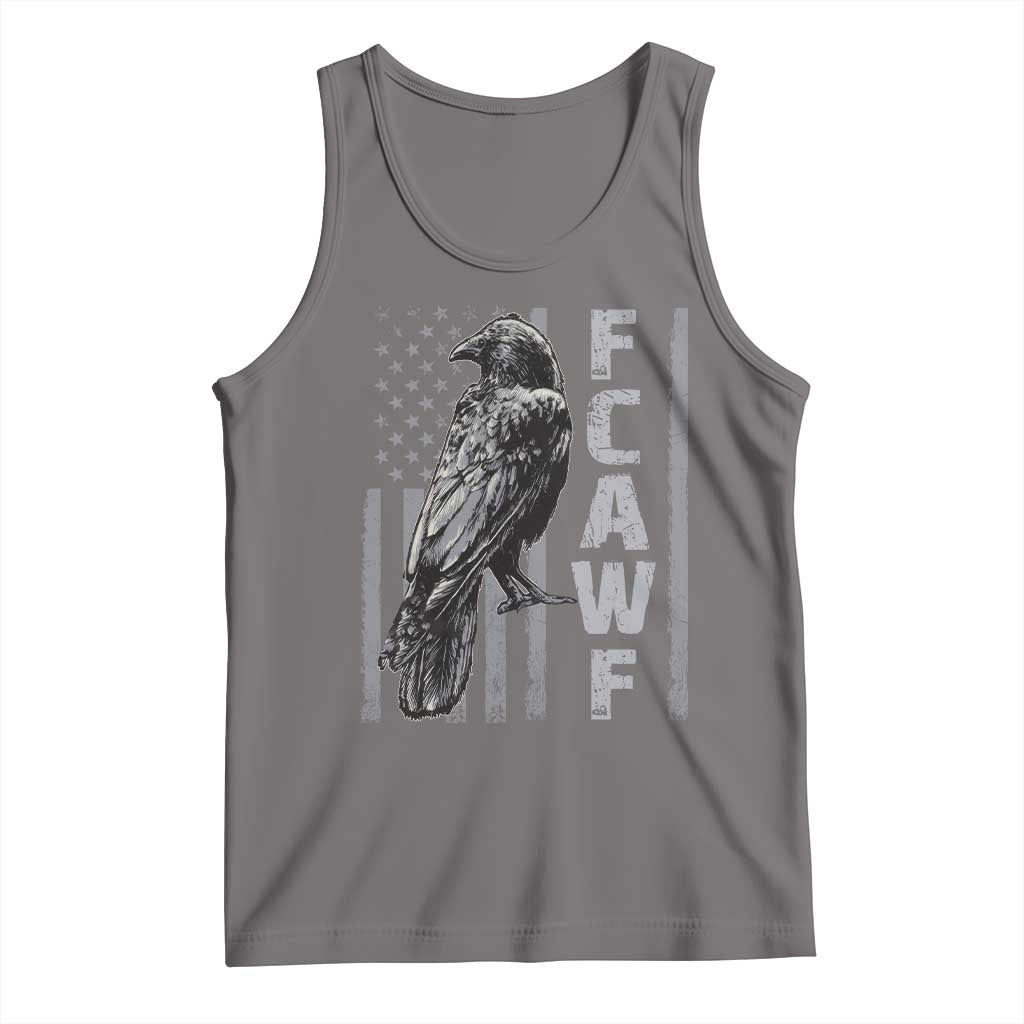 Funny F CAW F Crow Tank Top Vintage American Flag TS11 Deep Heather Print Your Wear
