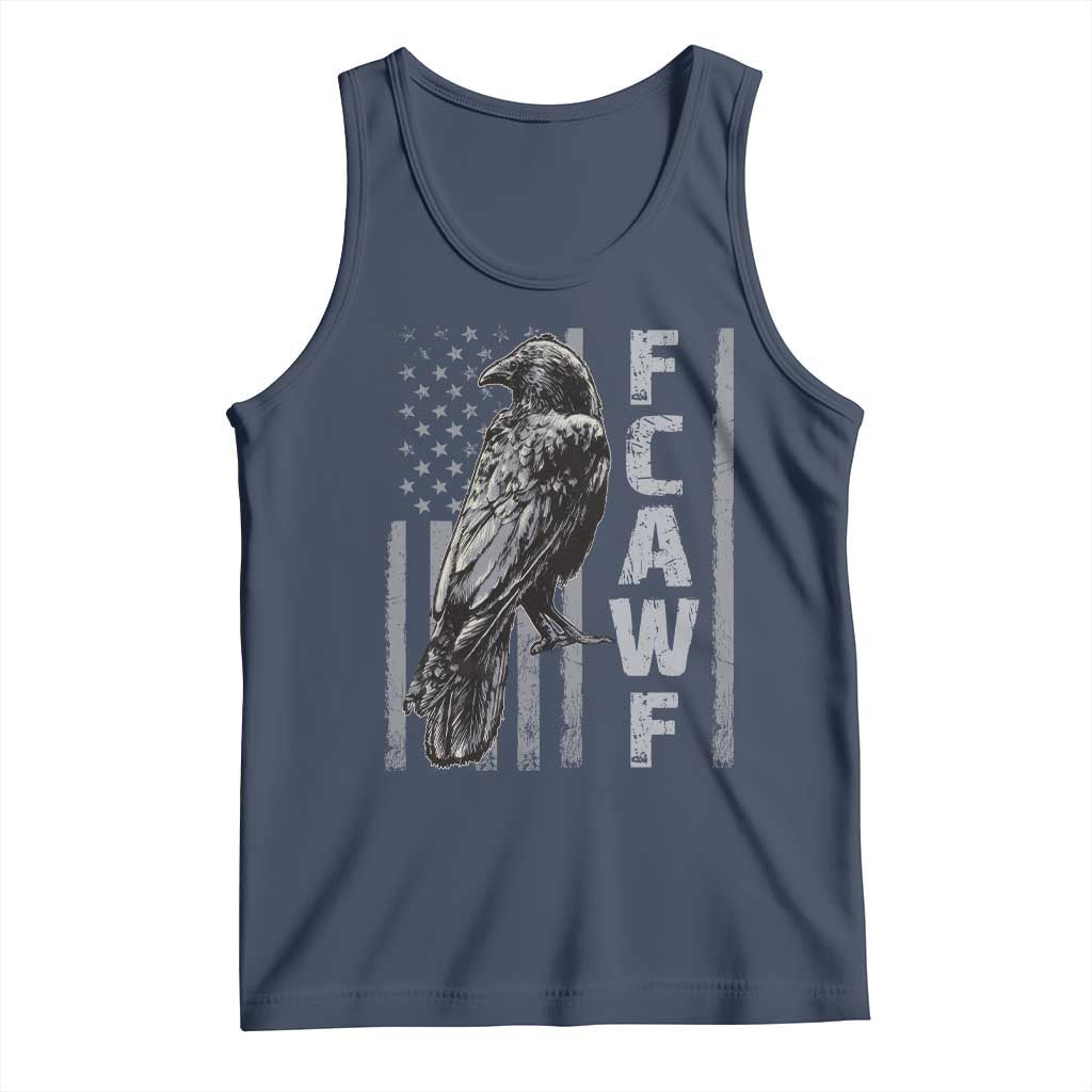 Funny F CAW F Crow Tank Top Vintage American Flag TS11 Navy Print Your Wear
