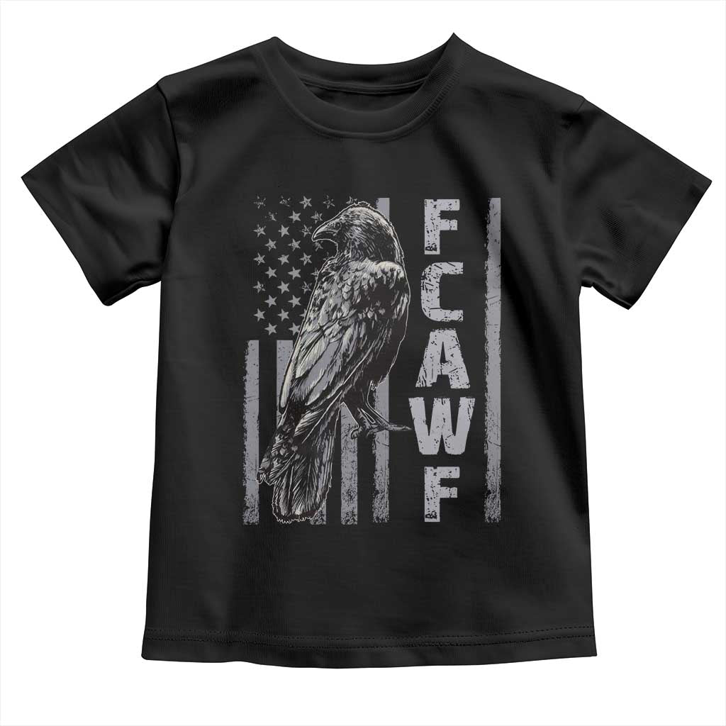 Funny F CAW F Crow Toddler T Shirt Vintage American Flag TS11 Black Print Your Wear