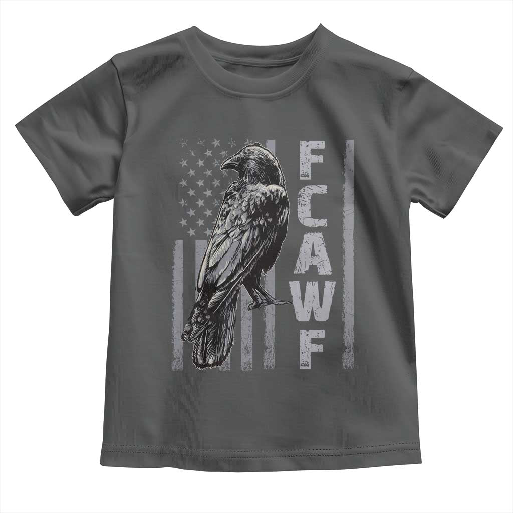 Funny F CAW F Crow Toddler T Shirt Vintage American Flag TS11 Dark Heather Print Your Wear