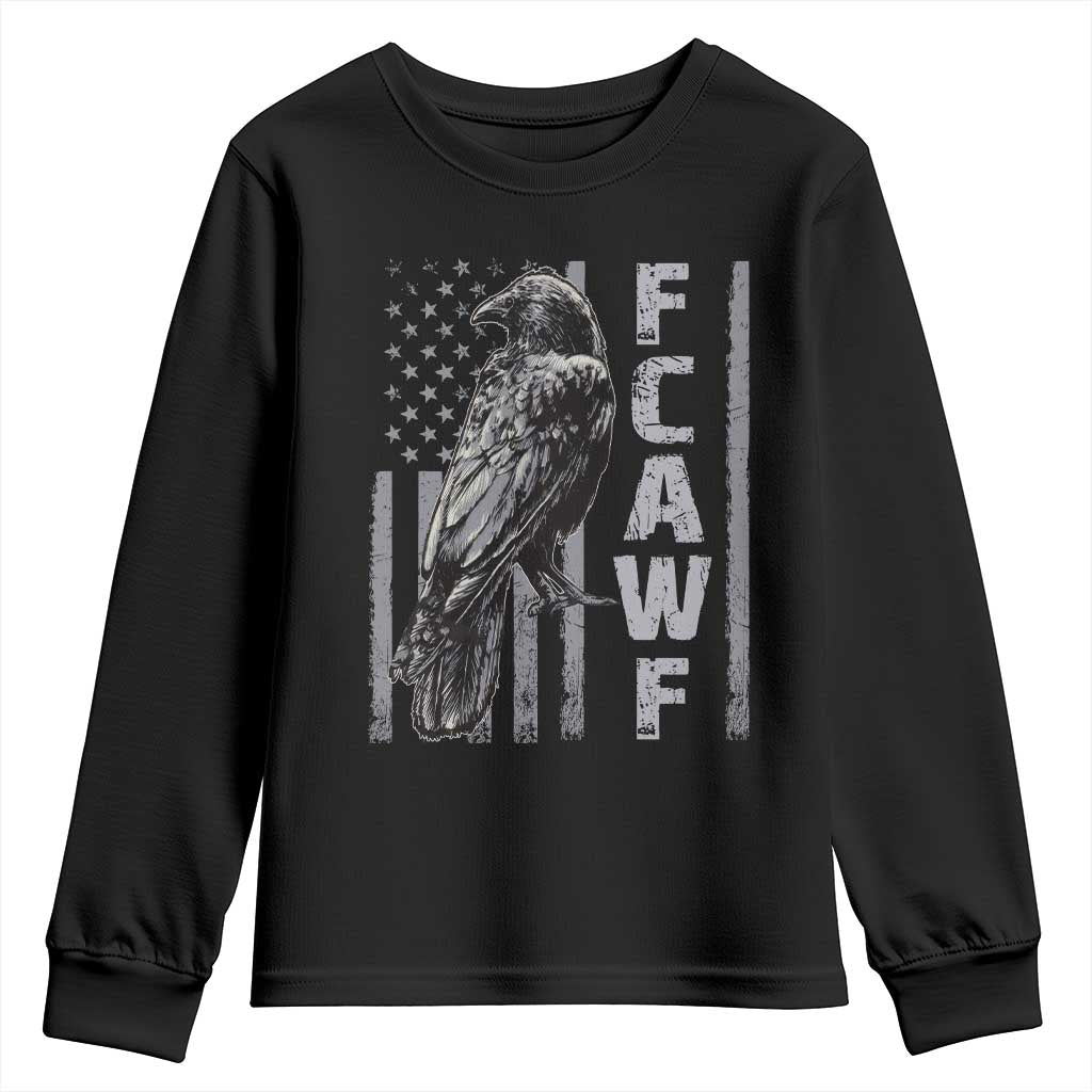 Funny F CAW F Crow Youth Sweatshirt Vintage American Flag TS11 Black Print Your Wear