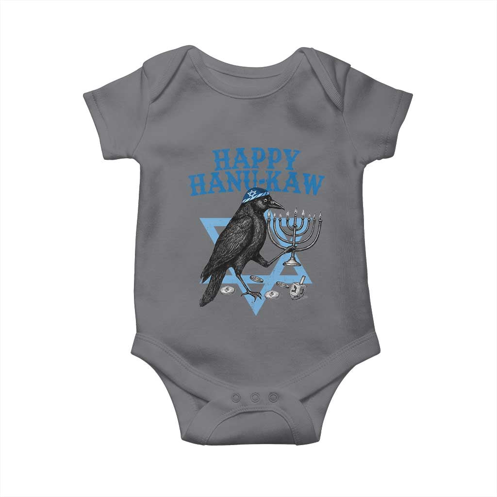Funny Hanukkah Crow Baby Onesie Happy Hanukaw Jewish Holiday Chanukah Menorah TS11 Charcoal Print Your Wear