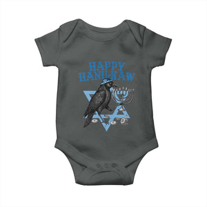 Funny Hanukkah Crow Baby Onesie Happy Hanukaw Jewish Holiday Chanukah Menorah TS11 Dark Heather Print Your Wear