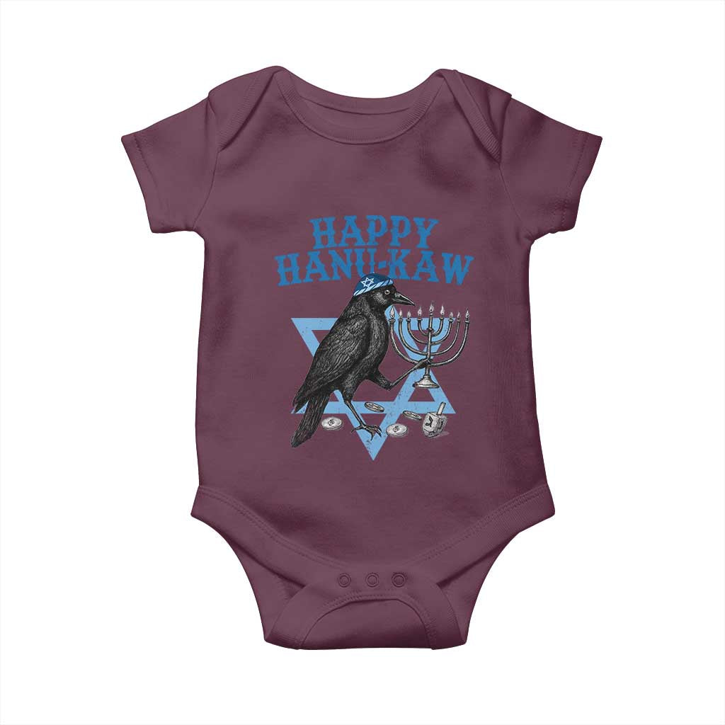 Funny Hanukkah Crow Baby Onesie Happy Hanukaw Jewish Holiday Chanukah Menorah TS11 Maroon Print Your Wear