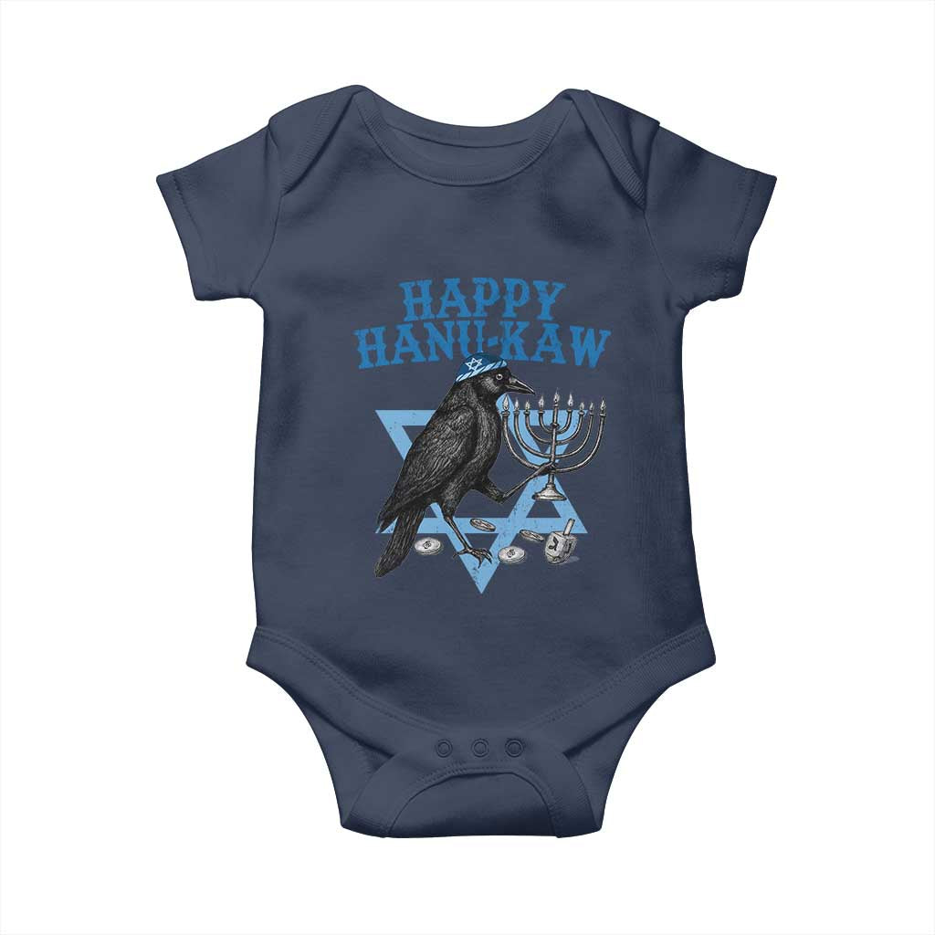 Funny Hanukkah Crow Baby Onesie Happy Hanukaw Jewish Holiday Chanukah Menorah TS11 Navy Print Your Wear