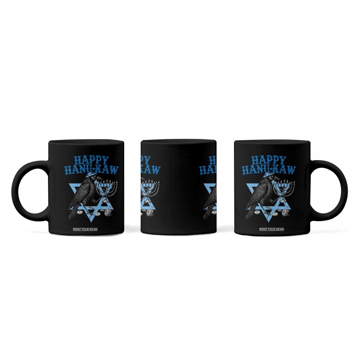 Funny Hanukkah Crow Coffee Mug Happy Hanukaw Jewish Holiday Chanukah Menorah TS11 Print Your Wear