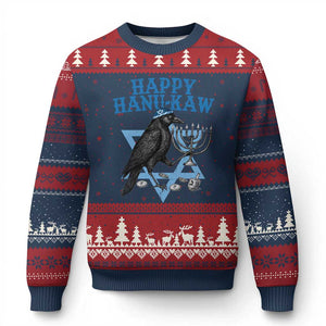 Funny Hanukkah Crow Ugly Christmas Sweater Happy Hanukaw Jewish Holiday Chanukah Menorah TS11 Navy Red Print Your Wear