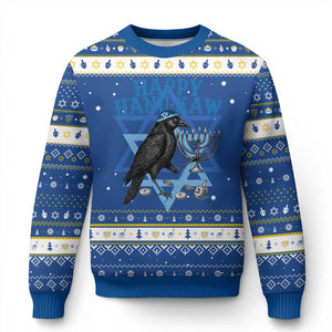 Funny Hanukkah Crow Hanukkah Ugly Sweater Happy Hanukaw Jewish Holiday Chanukah Menorah TS11 Blue White Print Your Wear