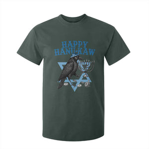 Funny Hanukkah Crow T Shirt For Kid Happy Hanukaw Jewish Holiday Chanukah Menorah TS11 Dark Forest Green Print Your Wear