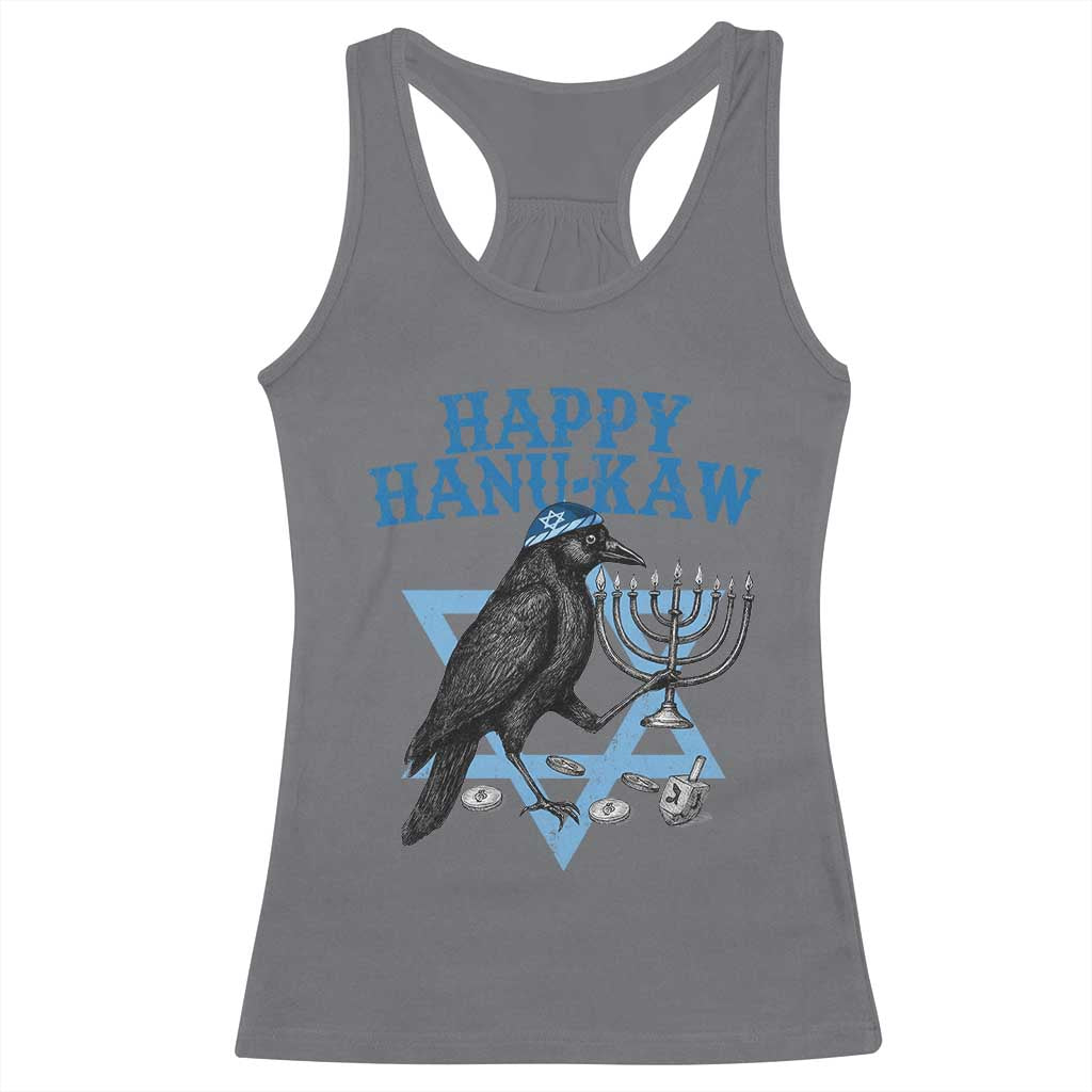 Funny Hanukkah Crow Racerback Tank Top Happy Hanukaw Jewish Holiday Chanukah Menorah TS11 Charcoal Print Your Wear