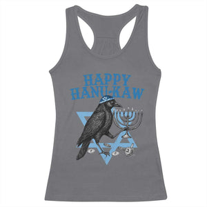 Funny Hanukkah Crow Racerback Tank Top Happy Hanukaw Jewish Holiday Chanukah Menorah TS11 Charcoal Print Your Wear