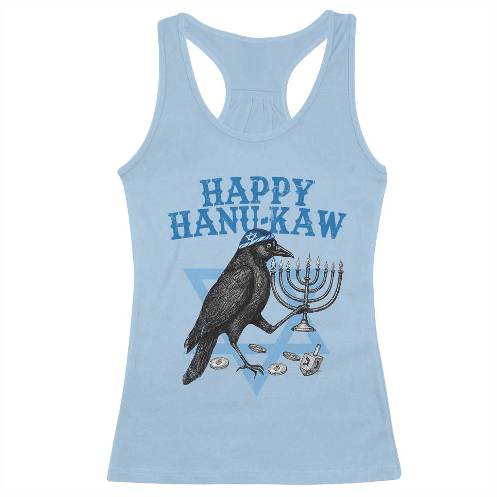 Funny Hanukkah Crow Racerback Tank Top Happy Hanukaw Jewish Holiday Chanukah Menorah TS11 Light Blue Print Your Wear
