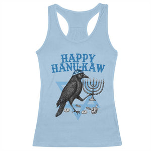 Funny Hanukkah Crow Racerback Tank Top Happy Hanukaw Jewish Holiday Chanukah Menorah TS11 Light Blue Print Your Wear