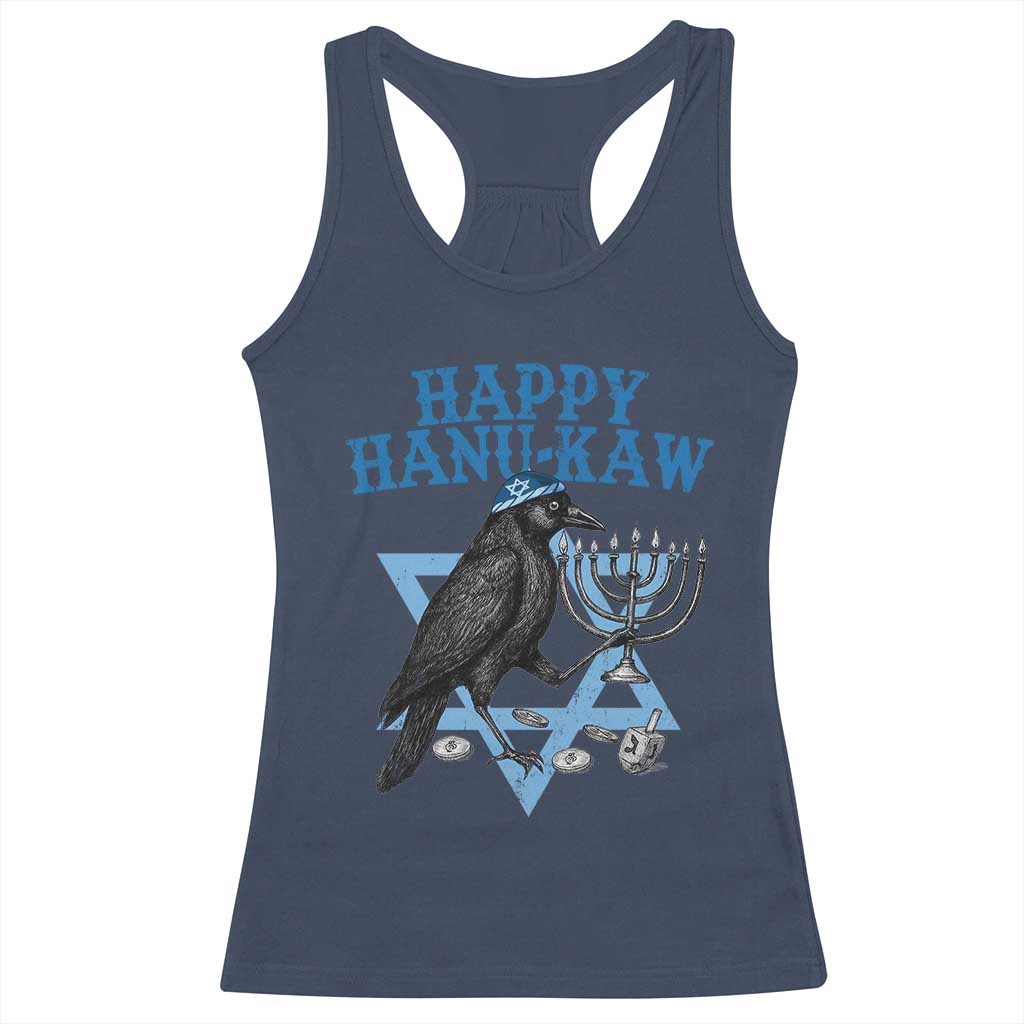 Funny Hanukkah Crow Racerback Tank Top Happy Hanukaw Jewish Holiday Chanukah Menorah TS11 Navy Print Your Wear