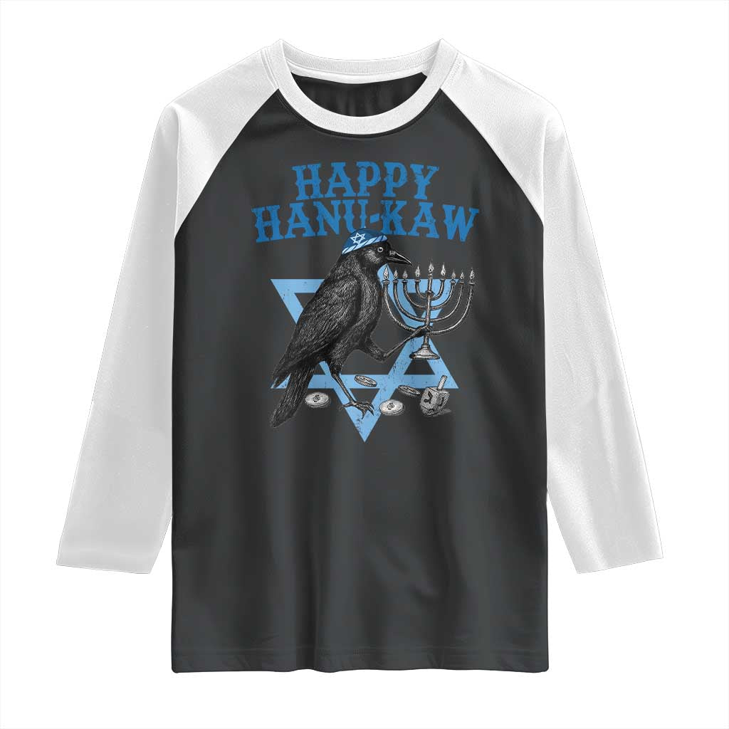 Funny Hanukkah Crow Raglan Shirt Happy Hanukaw Jewish Holiday Chanukah Menorah TS11 Black White Print Your Wear