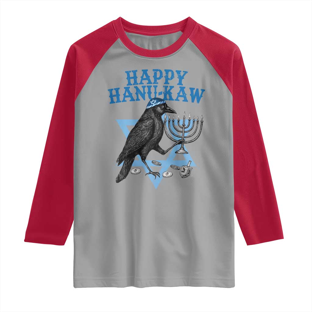 Funny Hanukkah Crow Raglan Shirt Happy Hanukaw Jewish Holiday Chanukah Menorah TS11 Sport Gray Red Print Your Wear