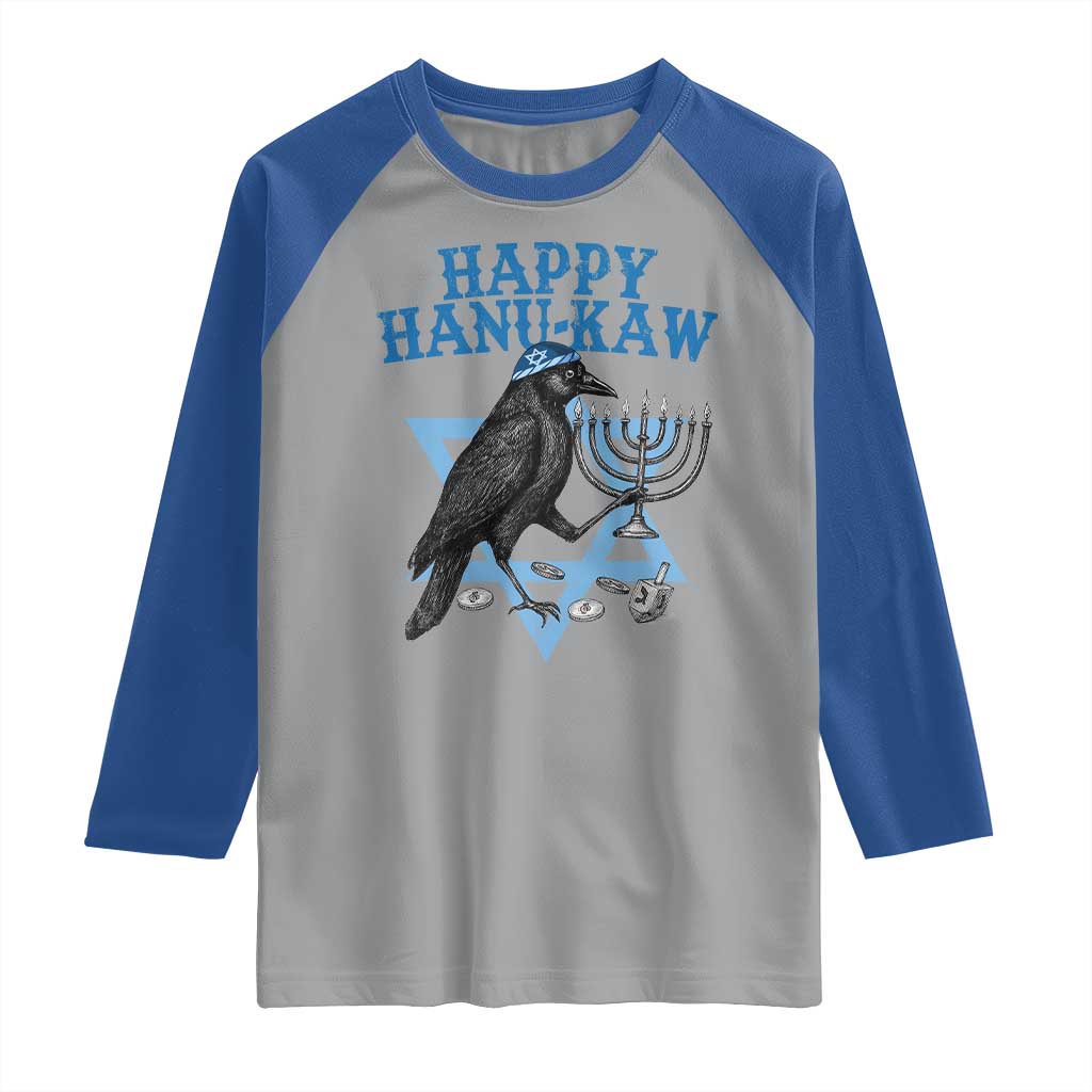 Funny Hanukkah Crow Raglan Shirt Happy Hanukaw Jewish Holiday Chanukah Menorah TS11 Sport Gray Royal Print Your Wear