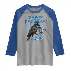 Funny Hanukkah Crow Raglan Shirt Happy Hanukaw Jewish Holiday Chanukah Menorah TS11 Sport Gray Royal Print Your Wear