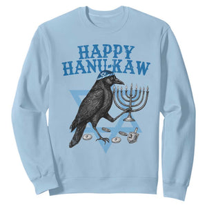 Funny Hanukkah Crow Sweatshirt Happy Hanukaw Jewish Holiday Chanukah Menorah TS11 Light Blue Print Your Wear