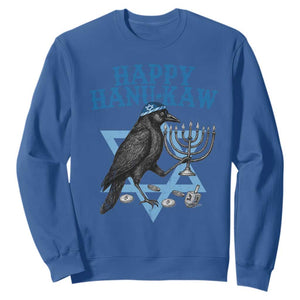 Funny Hanukkah Crow Sweatshirt Happy Hanukaw Jewish Holiday Chanukah Menorah TS11 Royal Blue Print Your Wear