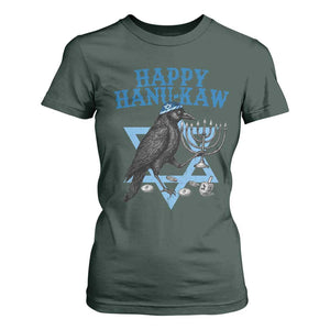 Funny Hanukkah Crow T Shirt For Women Happy Hanukaw Jewish Holiday Chanukah Menorah TS11 Dark Forest Green Print Your Wear