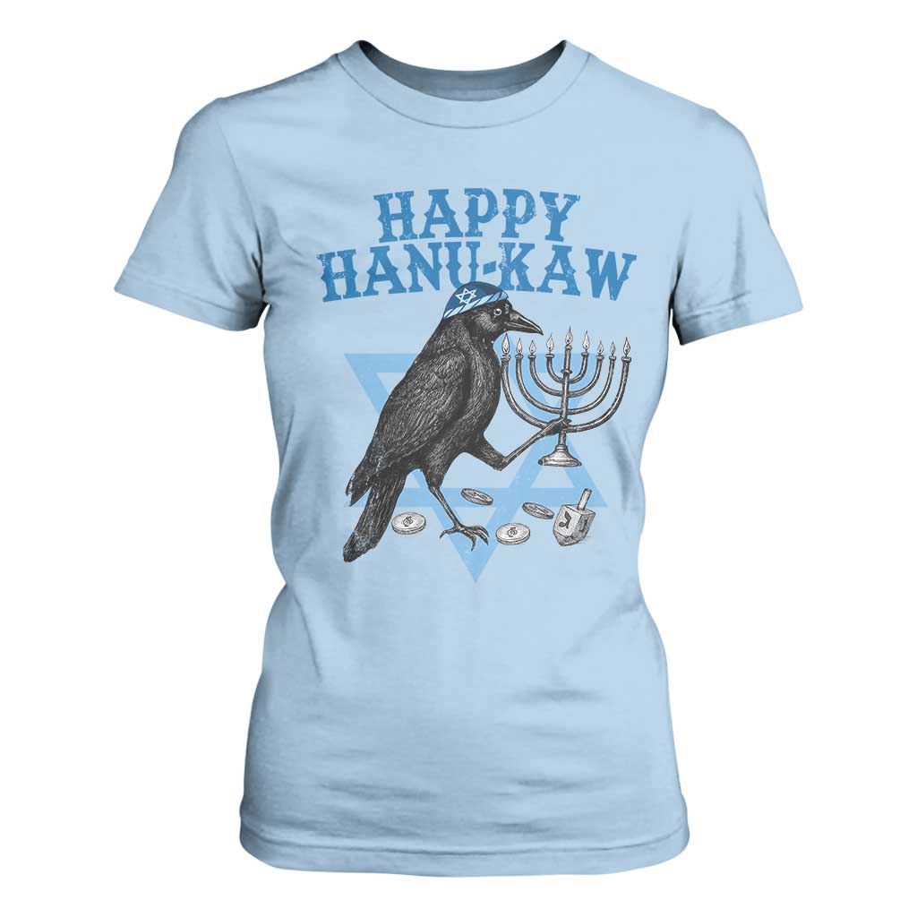 Funny Hanukkah Crow T Shirt For Women Happy Hanukaw Jewish Holiday Chanukah Menorah TS11 Light Blue Print Your Wear