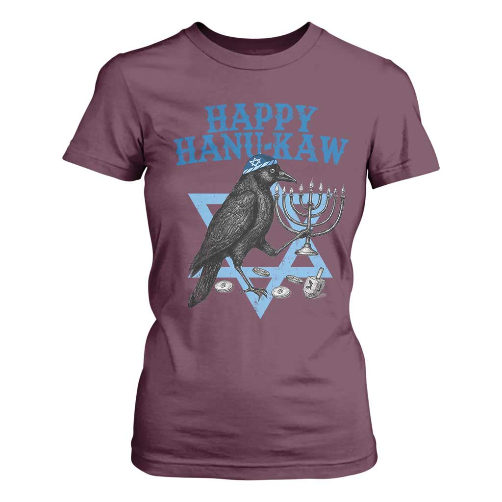 Funny Hanukkah Crow T Shirt For Women Happy Hanukaw Jewish Holiday Chanukah Menorah TS11 Maroon Print Your Wear