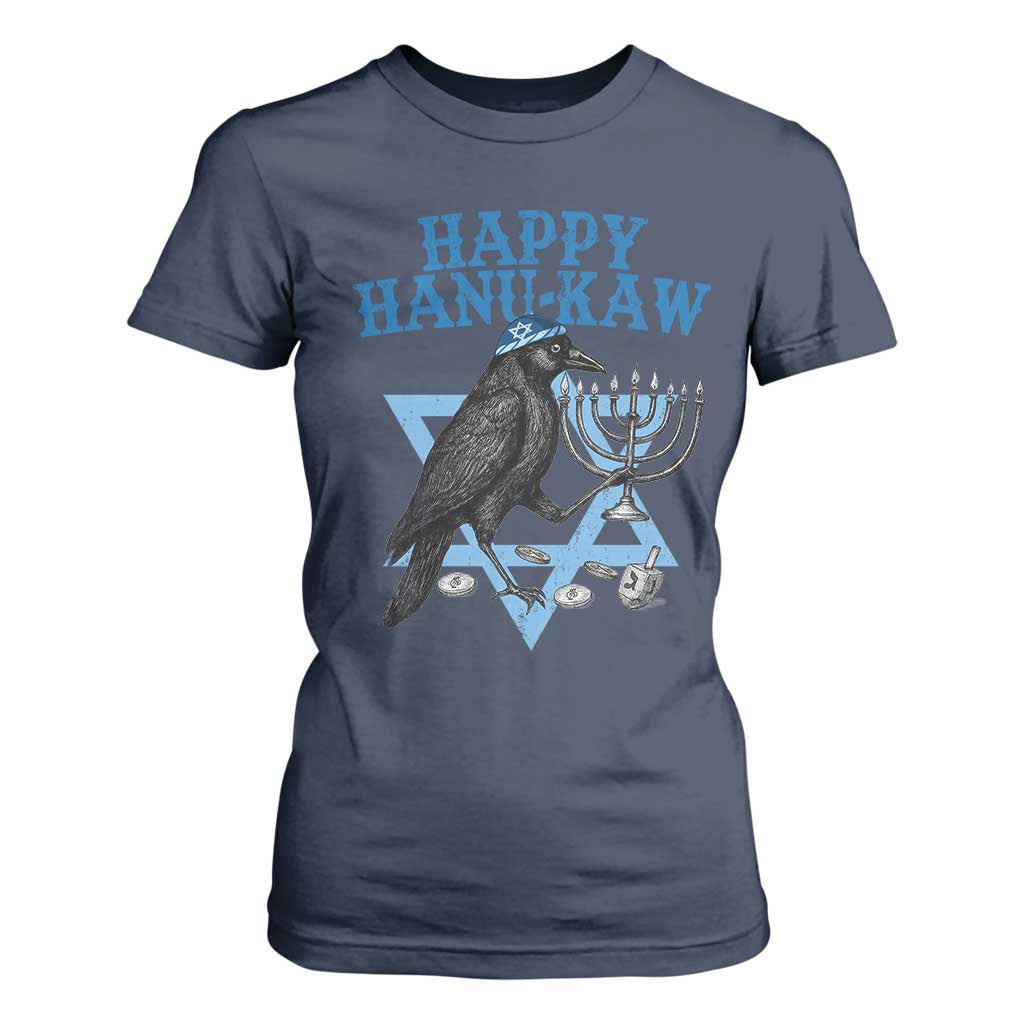 Funny Hanukkah Crow T Shirt For Women Happy Hanukaw Jewish Holiday Chanukah Menorah TS11 Navy Print Your Wear