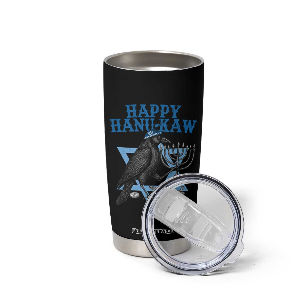 Funny Hanukkah Crow Tumbler Cup Happy Hanukaw Jewish Holiday Chanukah Menorah TS11 Print Your Wear