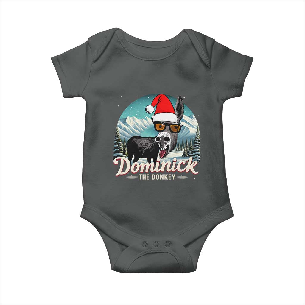 Christmas Italian Donkey Baby Onesie Funny Domick The Donkey Holiday Xmas TS11 Dark Heather Print Your Wear
