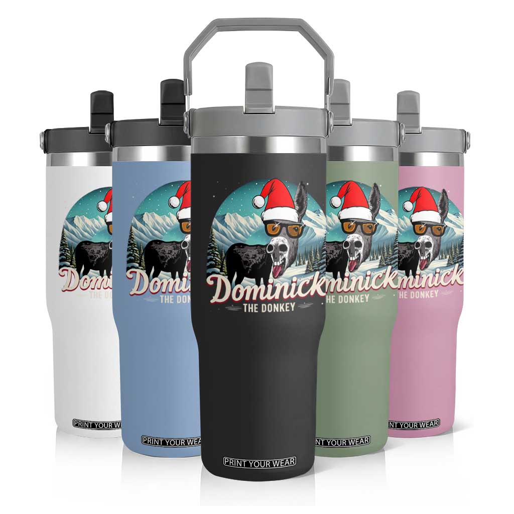 Christmas Italian Donkey Flip Straw Tumbler Funny Domick The Donkey Holiday Xmas TS11 Print Your Wear