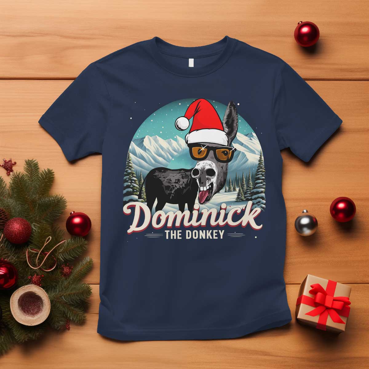 Christmas Italian Donkey T Shirt Funny Domick The Donkey Holiday Xmas TS11 Navy Print Your Wear