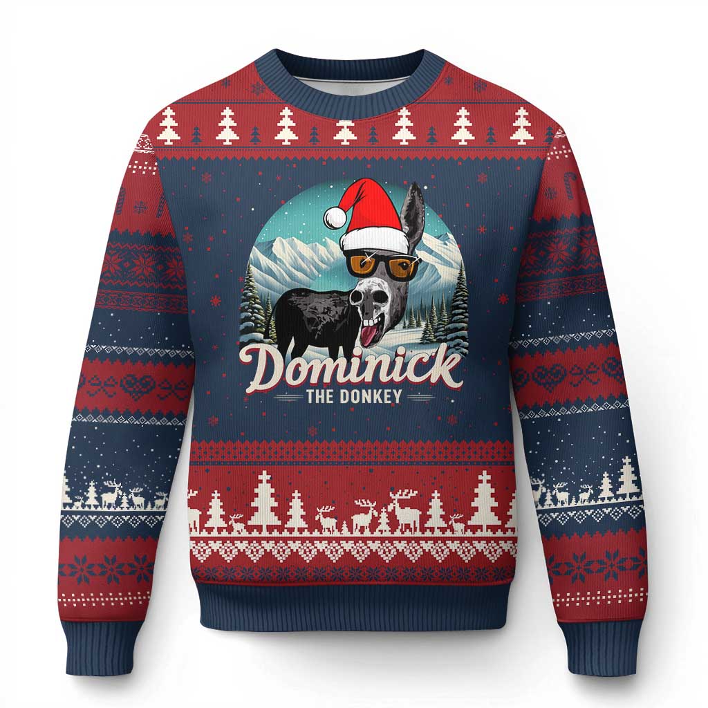 Xmas Italian Donkey Ugly Christmas Sweater Funny Domick The Donkey Holiday Xmas TS11 Navy Red Print Your Wear