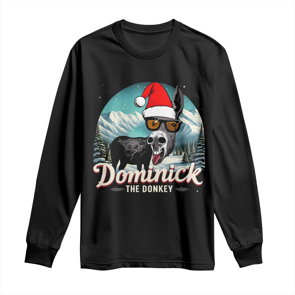 Christmas Italian Donkey Long Sleeve Shirt Funny Domick The Donkey Holiday Xmas TS11 Black Print Your Wear