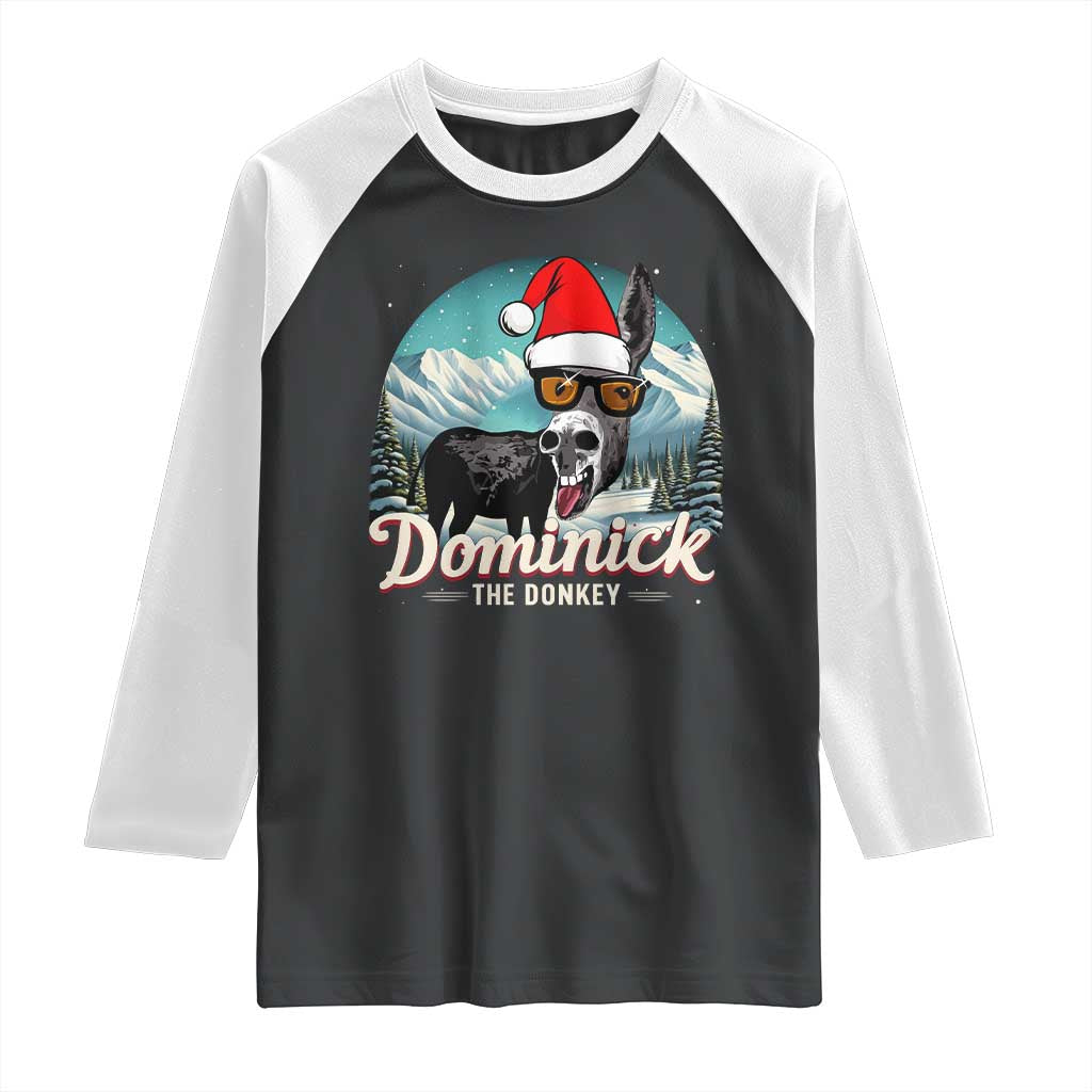 Christmas Italian Donkey Raglan Shirt Funny Domick The Donkey Holiday Xmas TS11 Black White Print Your Wear