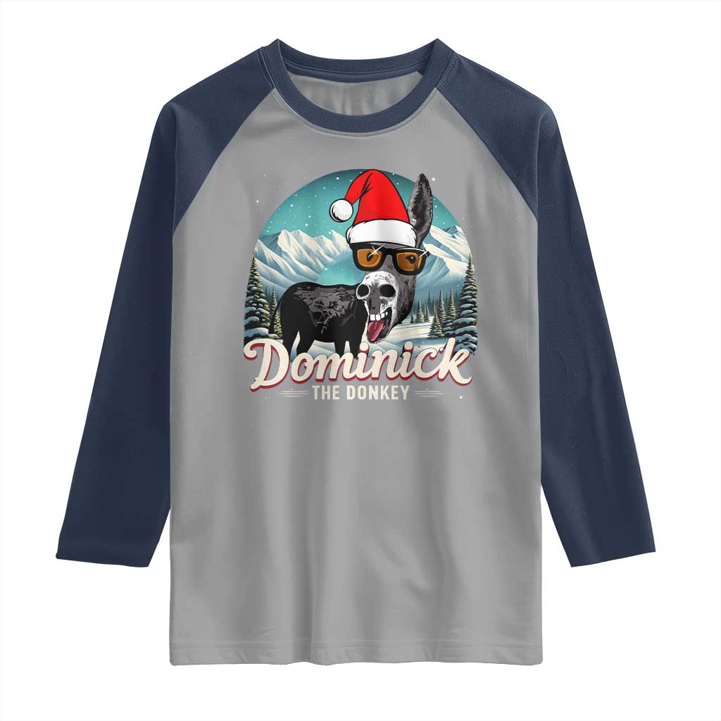 Christmas Italian Donkey Raglan Shirt Funny Domick The Donkey Holiday Xmas TS11 Sport Gray Navy Print Your Wear