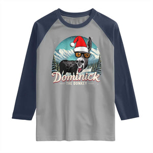 Christmas Italian Donkey Raglan Shirt Funny Domick The Donkey Holiday Xmas TS11 Sport Gray Navy Print Your Wear