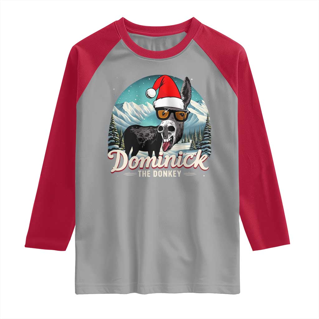 Christmas Italian Donkey Raglan Shirt Funny Domick The Donkey Holiday Xmas TS11 Sport Gray Red Print Your Wear