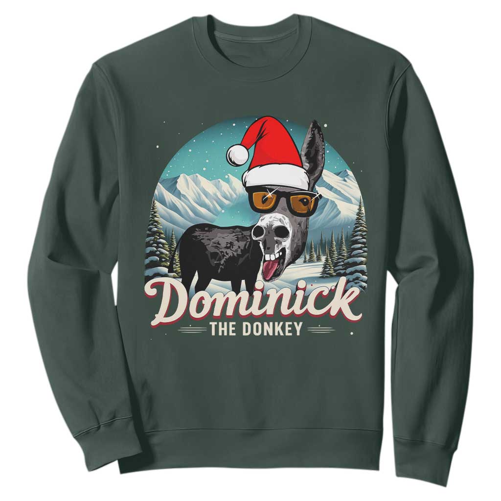 Christmas Italian Donkey Sweatshirt Funny Domick The Donkey Holiday Xmas TS11 Dark Forest Green Print Your Wear