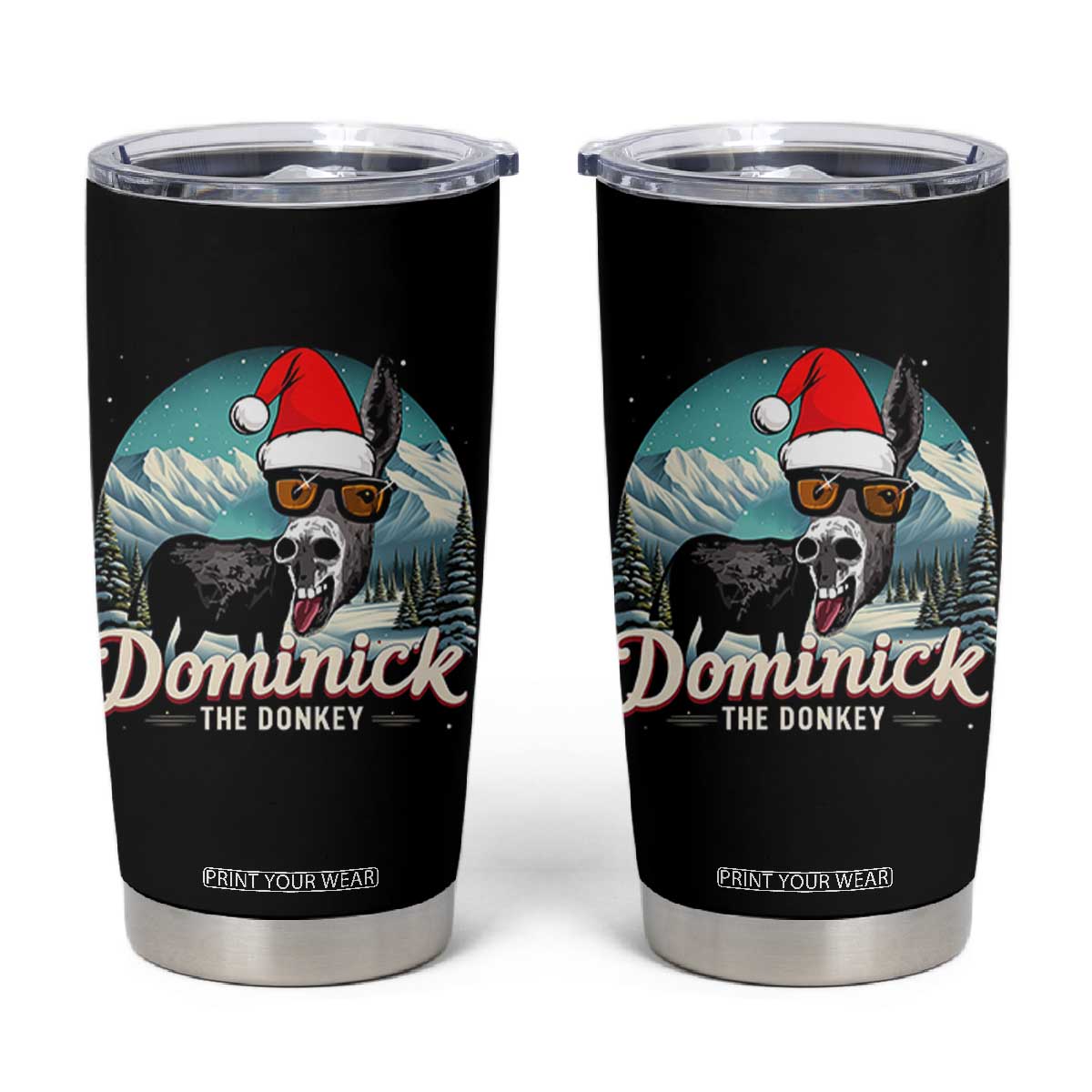 Christmas Italian Donkey Tumbler Cup Funny Domick The Donkey Holiday Xmas TS11 Black Print Your Wear