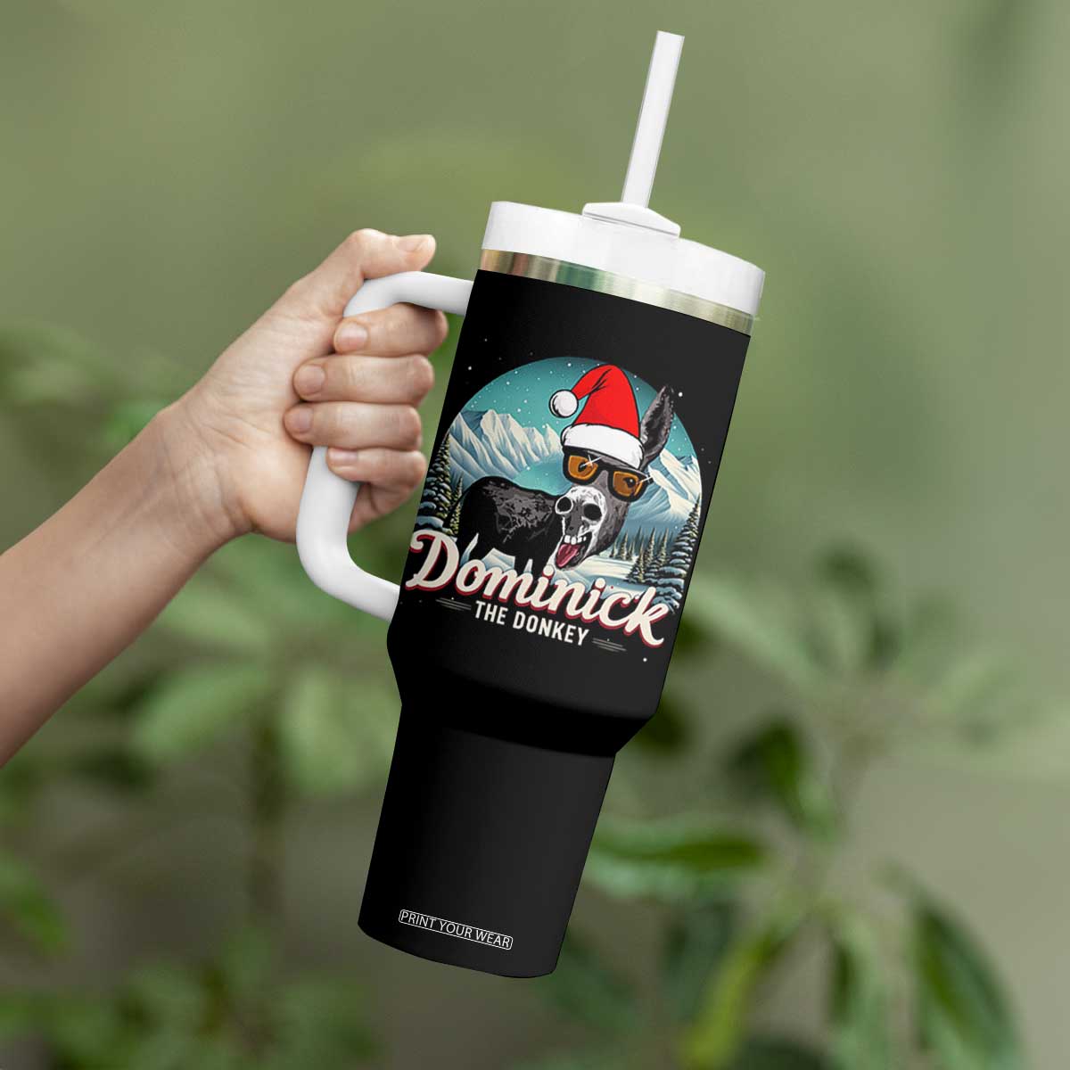 Christmas Italian Donkey Tumbler With Handle Funny Domick The Donkey Holiday Xmas TS11 Print Your Wear