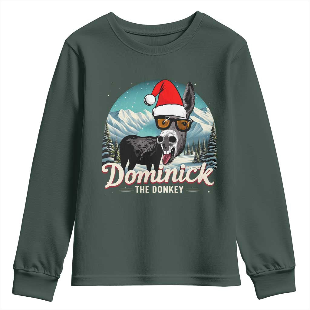 Christmas Italian Donkey Youth Sweatshirt Funny Domick The Donkey Holiday Xmas TS11 Dark Forest Green Print Your Wear