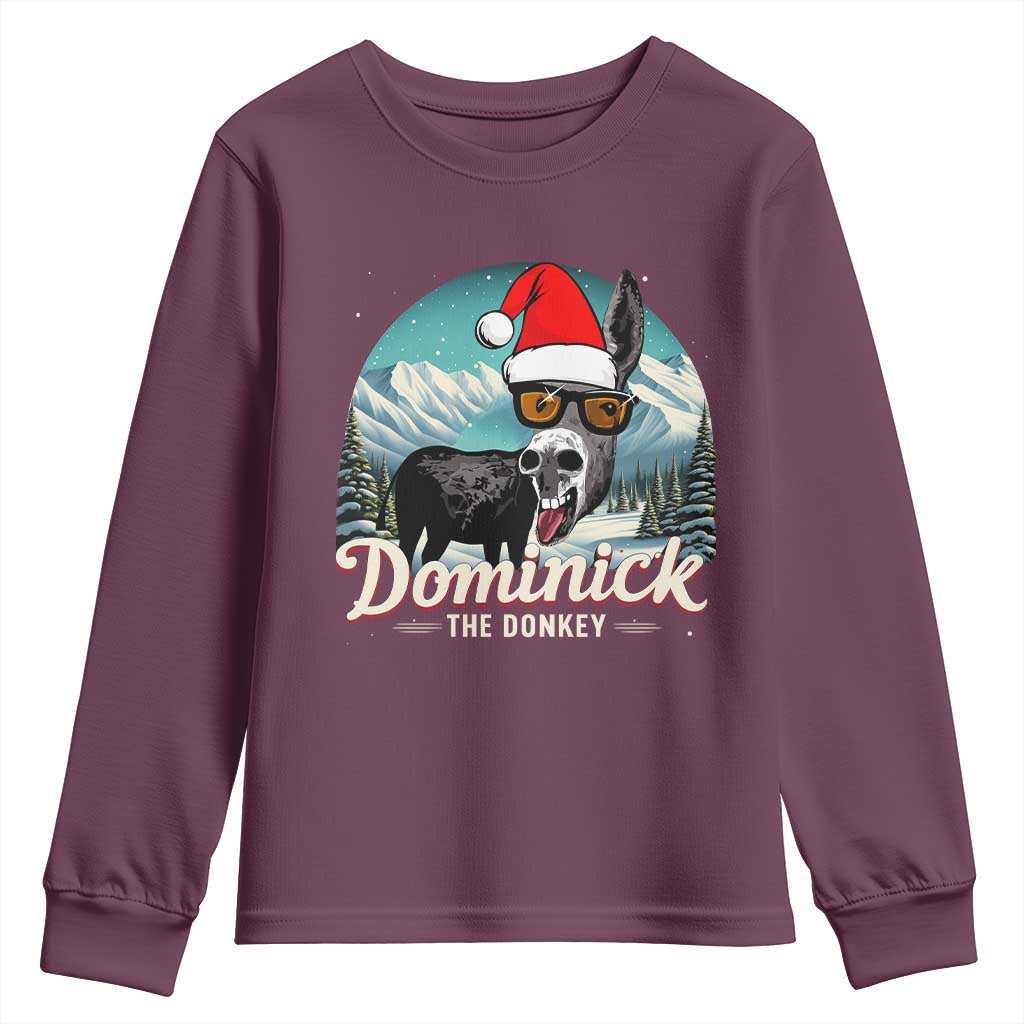Christmas Italian Donkey Youth Sweatshirt Funny Domick The Donkey Holiday Xmas TS11 Maroon Print Your Wear