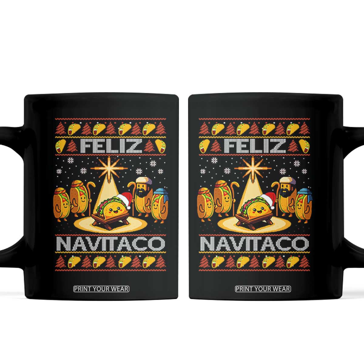 Funny Tacos Christmas Nativity Scene Coffee Mug Feliz Navitaco Mexican Food TS11 Black Print Your Wear