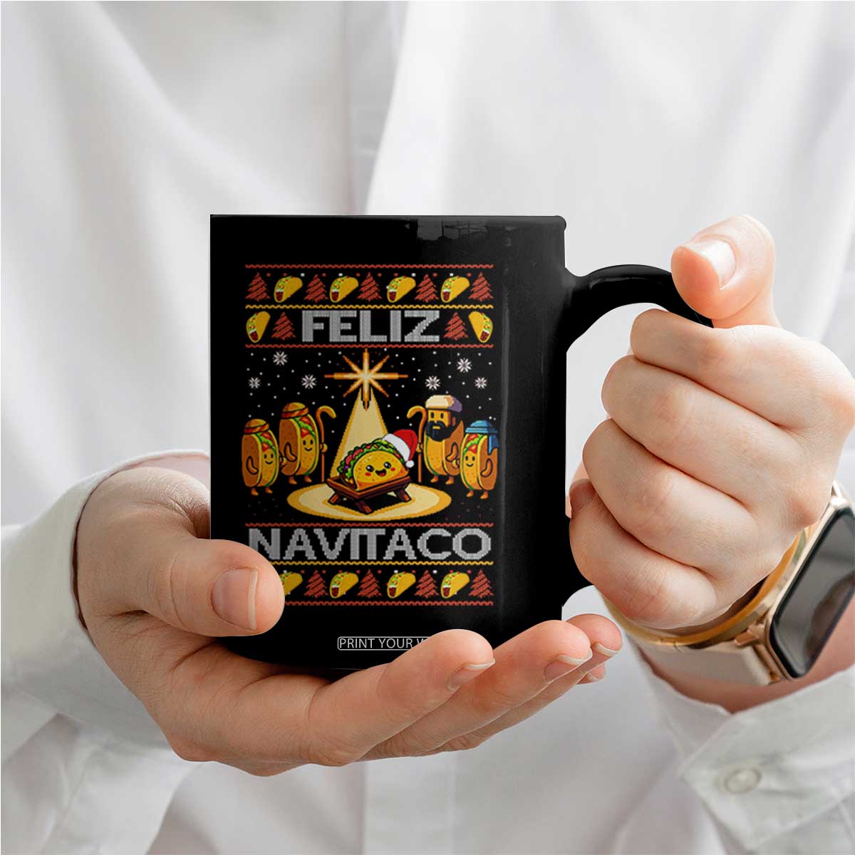 Funny Tacos Christmas Nativity Scene Coffee Mug Feliz Navitaco Mexican Food TS11 Print Your Wear