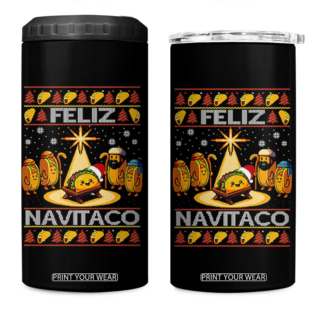 Funny Tacos Christmas Nativity Scene 4 in 1 Can Cooler Tumbler Feliz Navitaco Mexican Food TS11 One Size: 16 oz Black Print Your Wear